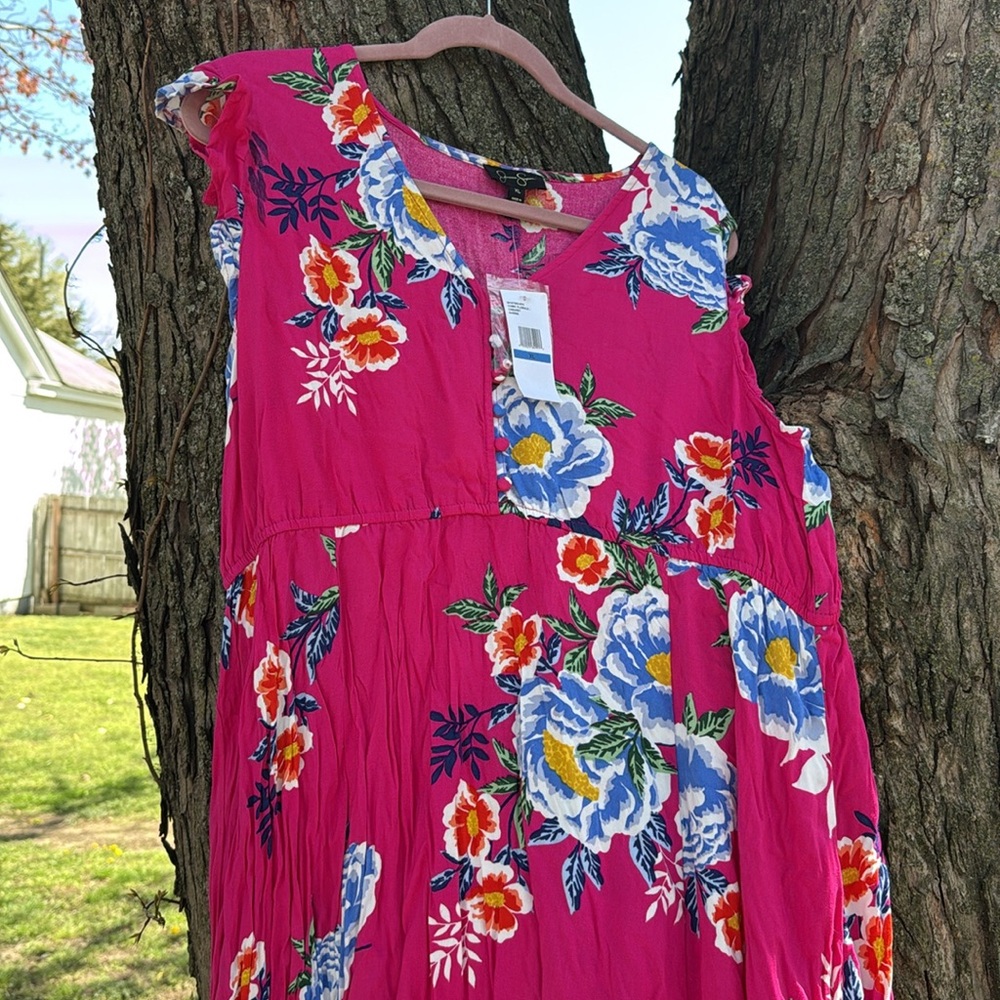 Jessica Simpson Comic florals cabaret Gabbie Pink Maxi Dress